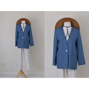 Vintage 90s Blue Lightweight Blazer by Counterparts‎ Petite |  size 8